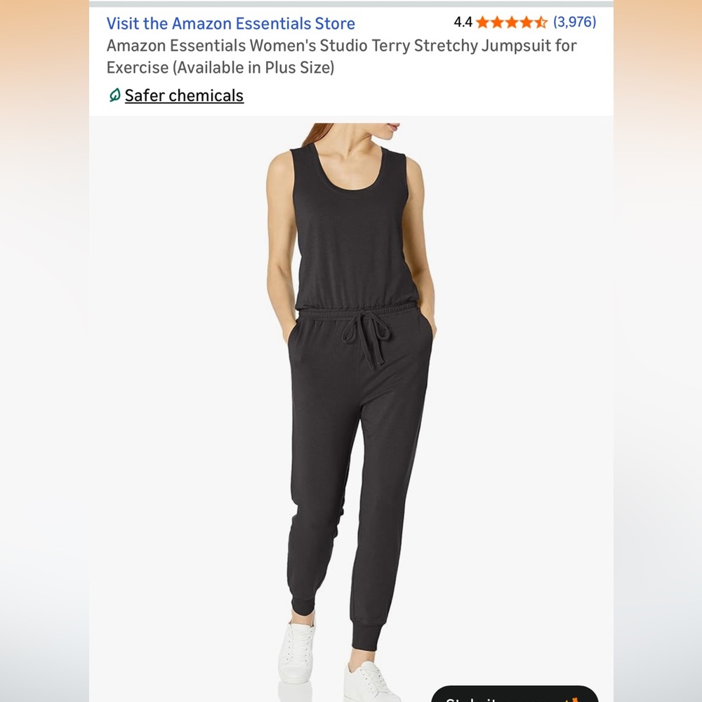 Amazon Essentials Women's Black Sleeveless Jumpsuit